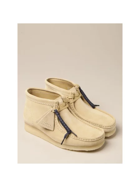 Botki Clarks skórzane beżowe