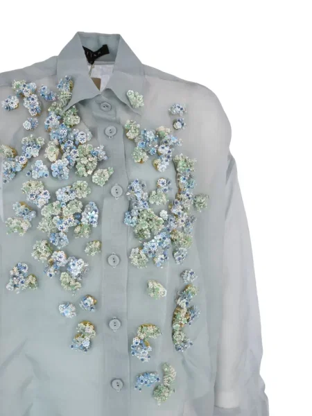 Jedwabna koszula Biyan niebieska