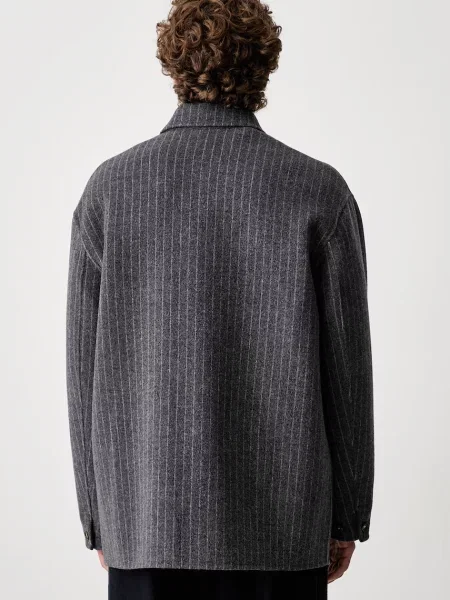 Drôle de Monsieur férfi ing gyapjúval Pinstripe szürke