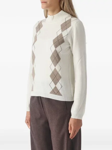 Pulover Gran Sasso cu model argyle alb