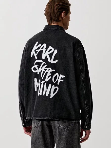 Karl Lagerfeld Jeans cămașă pentru bărbați din denim negru