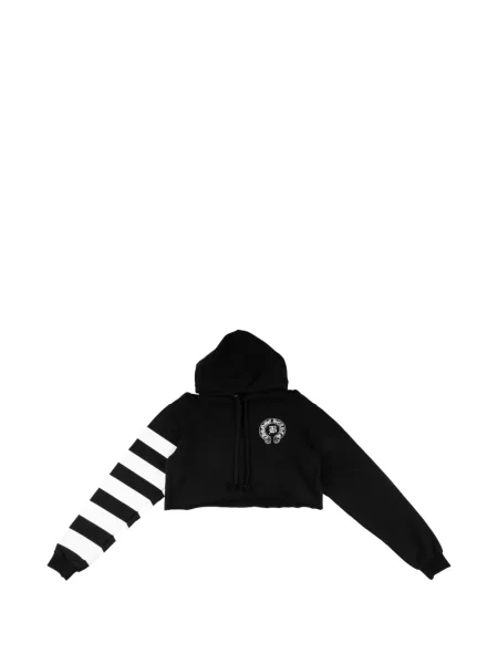 Hanorac cu glugă Chrome Hearts cu broderie cu motiv cu inimi negru