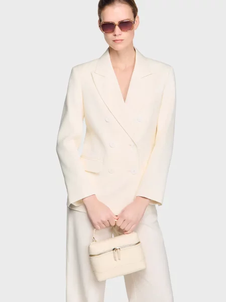 Шкіряна сумка Sandro біла