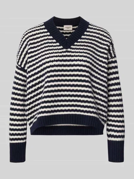 Sweter o luźnym kroju z czystej żywej wełny model SPIGA' Weekend Max Mara granatowy