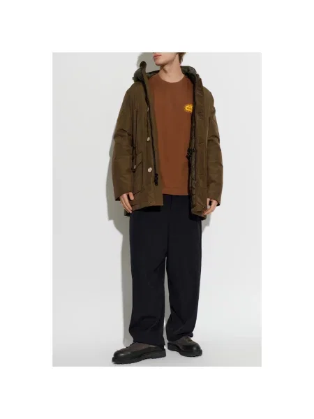 Lniana parka Woolrich zielona