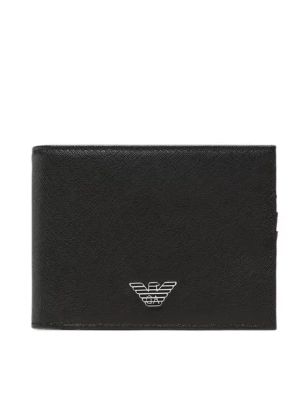 Portfel Emporio Armani skórzany z logo czarny
