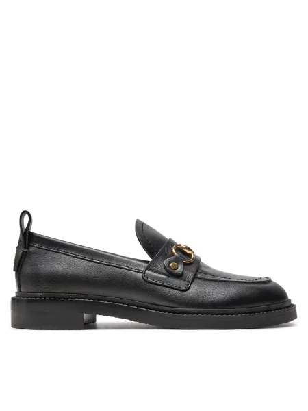 Кожени мокасини See by Chloé Signature 1 с равна подметка черно