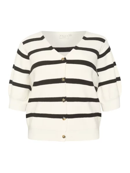 KAFFE CURVE Kardigan Mela béžová černá