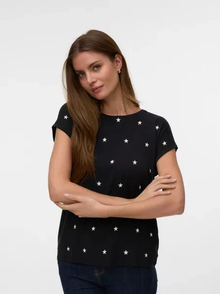 VERO MODA Tričko čierna biela