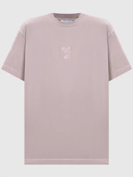 Футболка з брендовим принтом Off-white рожева