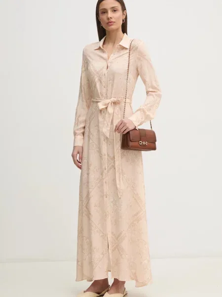 Gaudi sukienka maxi rozkloszowana beżowy