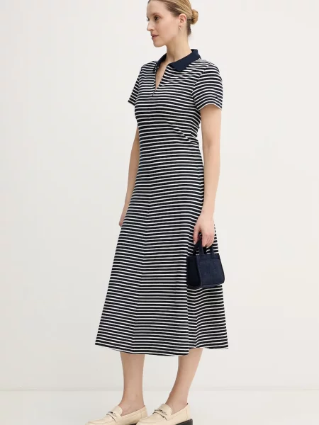 Tommy Hilfiger obleka z lyocellom modra
