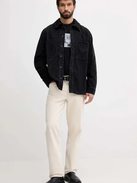 Вельветова сорочка Armani Exchange regular класичний комір синій