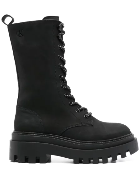 Botine Calvin Klein Jeans din piele cu platformă negru
