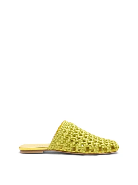 Klapki mules Stuart Weitzman skórzane zielone