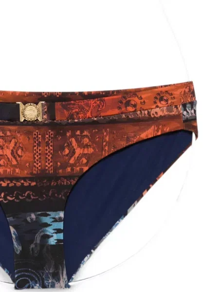 Bikini Balmain cu imagine cu gât halter portocaliu