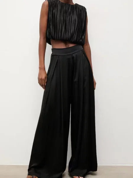 Answear.LAB pantaloni pentru femei cu vâscoză negru