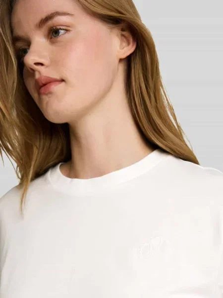 T-shirt o kroju relaxed fit z czystej bawełny Tom Tailor Denim biała
