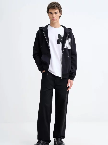 Кофта Karl Lagerfeld Jeans з капюшоном однотонна чорний