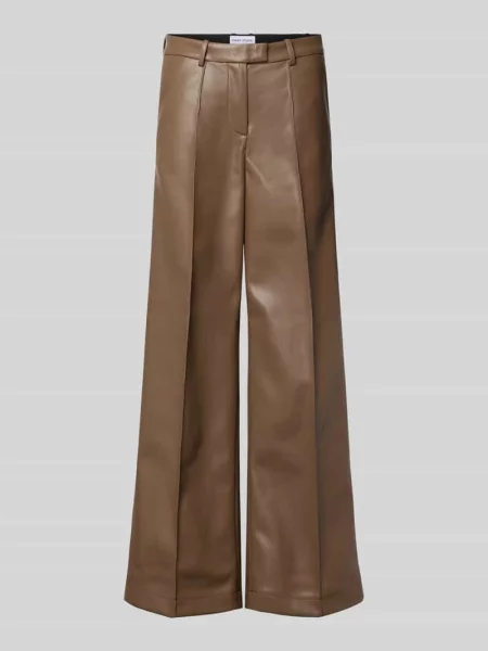 Spodnie z materiału skóropodobnego z podłużnymi przeszyciami model Wessy' Stand Studio