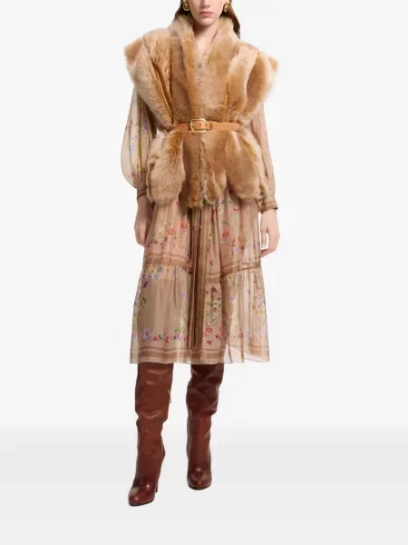 Cu centură vestă Elie Saab cu blană