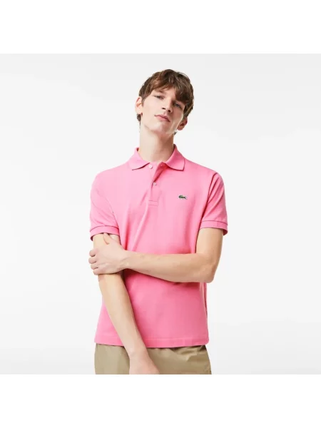 Koszulka polo Lacoste klasyczna z logo różowa