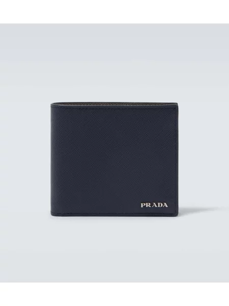 Usnjena denarnica Prada modra