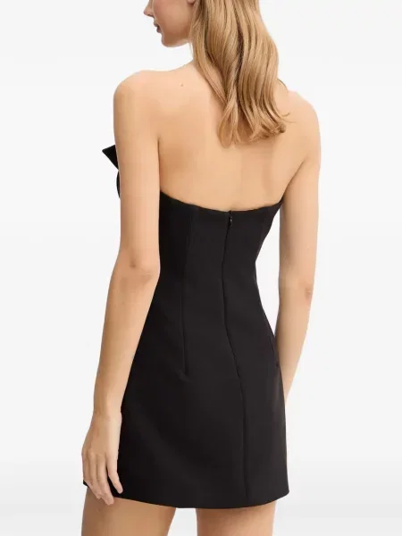 Rochie mini Bardot cu două rânduri de nasturi negru