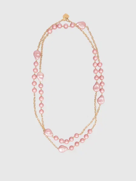 Ожерелье Dolman Bijoux с бисером розовое