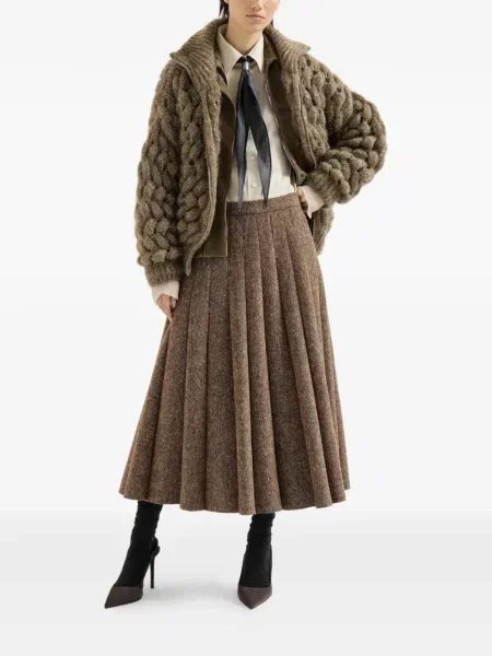 Cardigan Brunello Cucinelli de lână maro