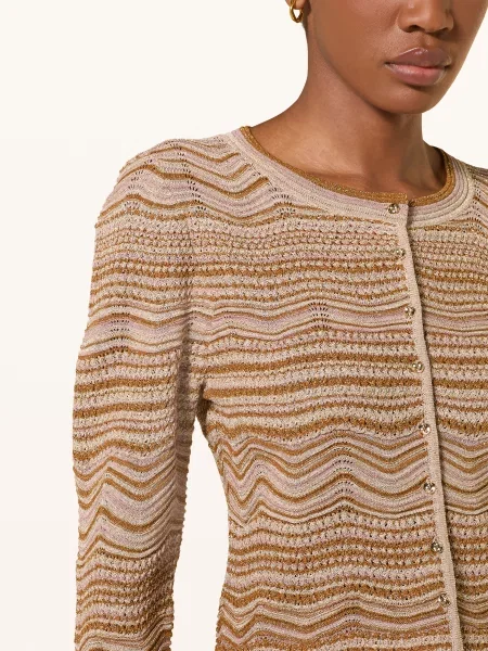 Sandro Kardigan Z Błyszczącą Przędzą braun