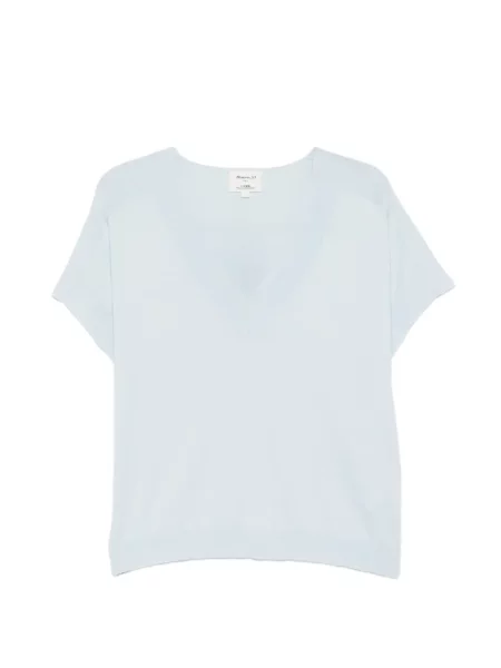 Tricou Maison123 cu decolteu în V albastru