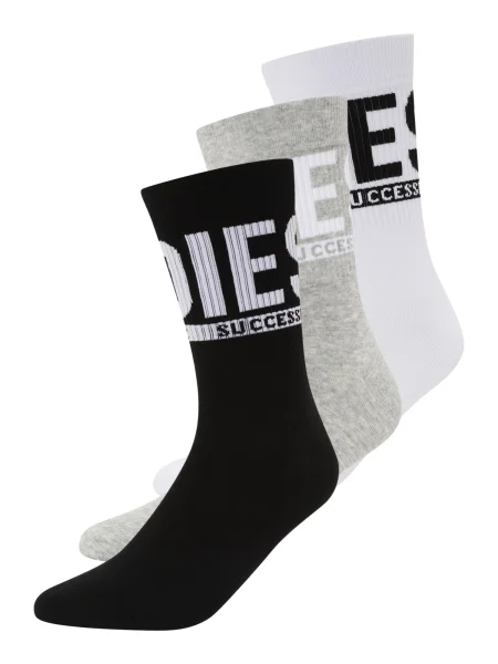 DIESEL Nogavice SKM-RAY pegasto siva / črna bela