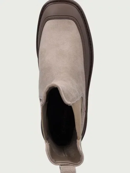 Calvin Klein боти челси с платформа дамски от велур CHUNKY CHELSEA BOOT SUE EM бежово