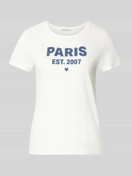 T-shirt o kroju regular fit z czystej bawełny Tom Tailor Denim biała