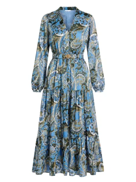 Cu centură lung rochie Guess albastru