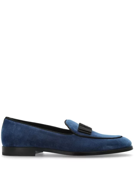 Pantofi loafer Dolce & Gabbana de catifea albastru