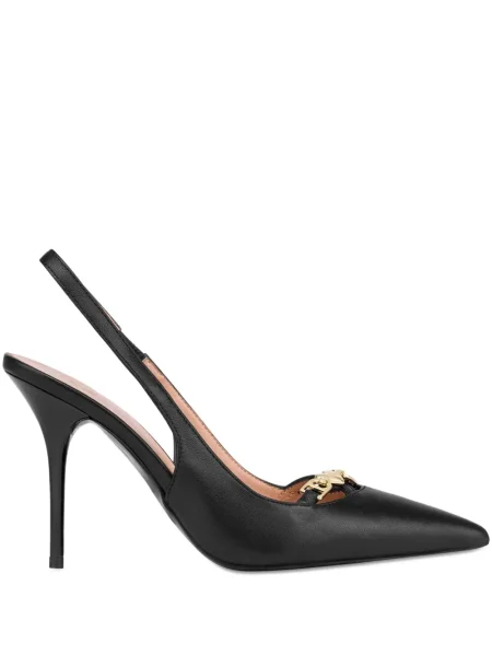 Pantofi cu toc Love Moschino din piele slingback negru