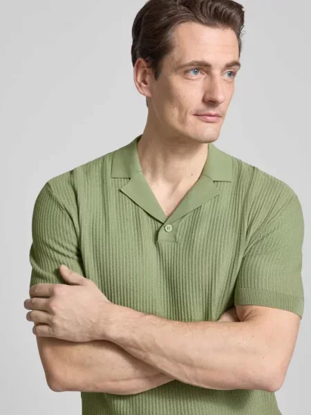 Krój regular fit Koszulka polo z kołnierzem z połami i dekoltem w serek Armani Exchange zielona
