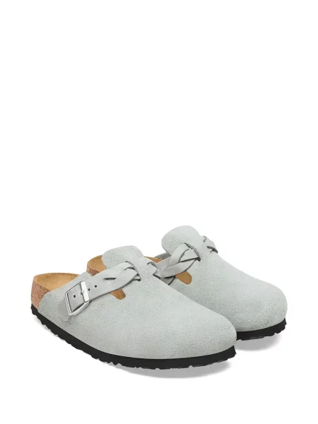 Klompe Birkenstock od brušene kože upletena siva