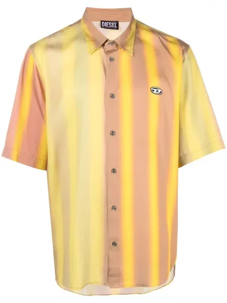 Prugasta kratak košulja Diesel s printom žuta