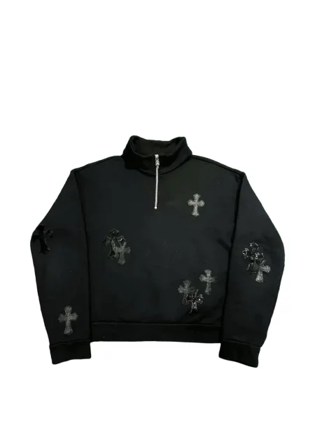 Pulover Chrome Hearts cu motiv cu inimi negru