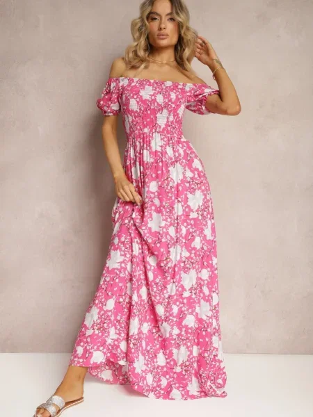 Rochie cu flori Eliseria roz