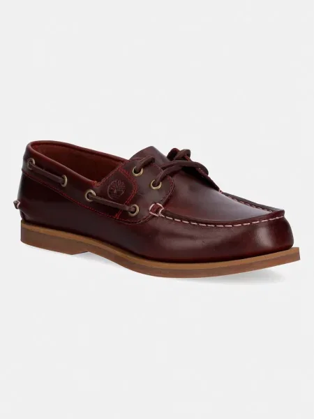 Timberland mocasini pentru femei din piele Classic Boat Boat bordo
