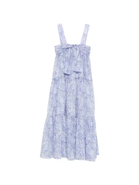 Rochie maxi Chloé cu model floral cu imagine albastru