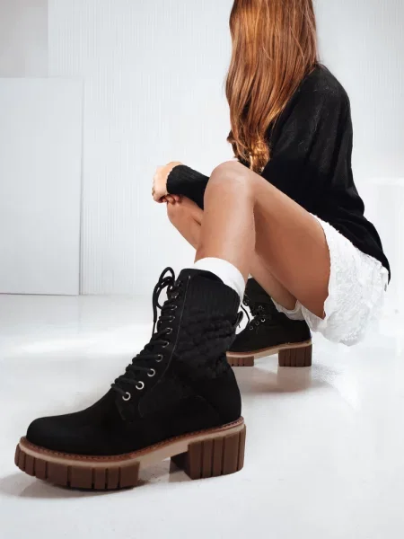 Botine Dstreet cu șireturi negru