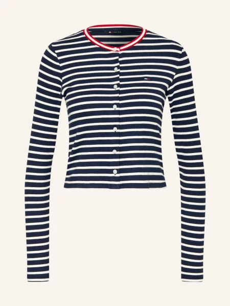 Tommy Jeans Jerseyová Bunda tmavě modrá / červená bílá