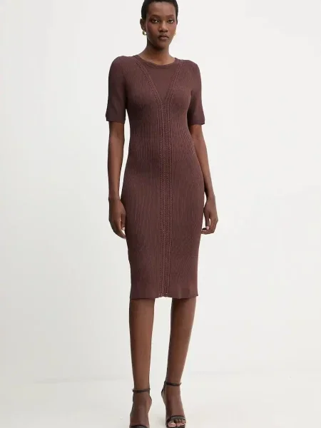 Herve Leger rochie Alina mini mulată maro