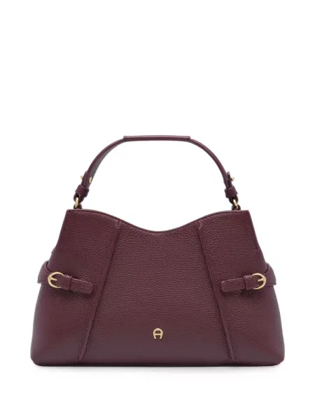 Geantă shopper Aigner din piele cu cataramă roșu