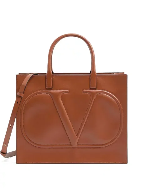 Geantă shopper Valentino Garavani maro